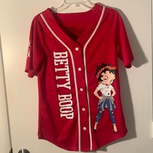 NWOT Women’s Betty Boop Jersey/button-down shirt. Size Large.